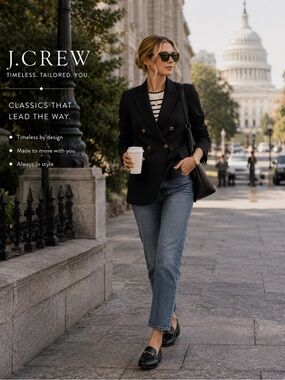 J.Crew - Women’s Timeless Classic - Black Double Breasted Blazer - Size 12P